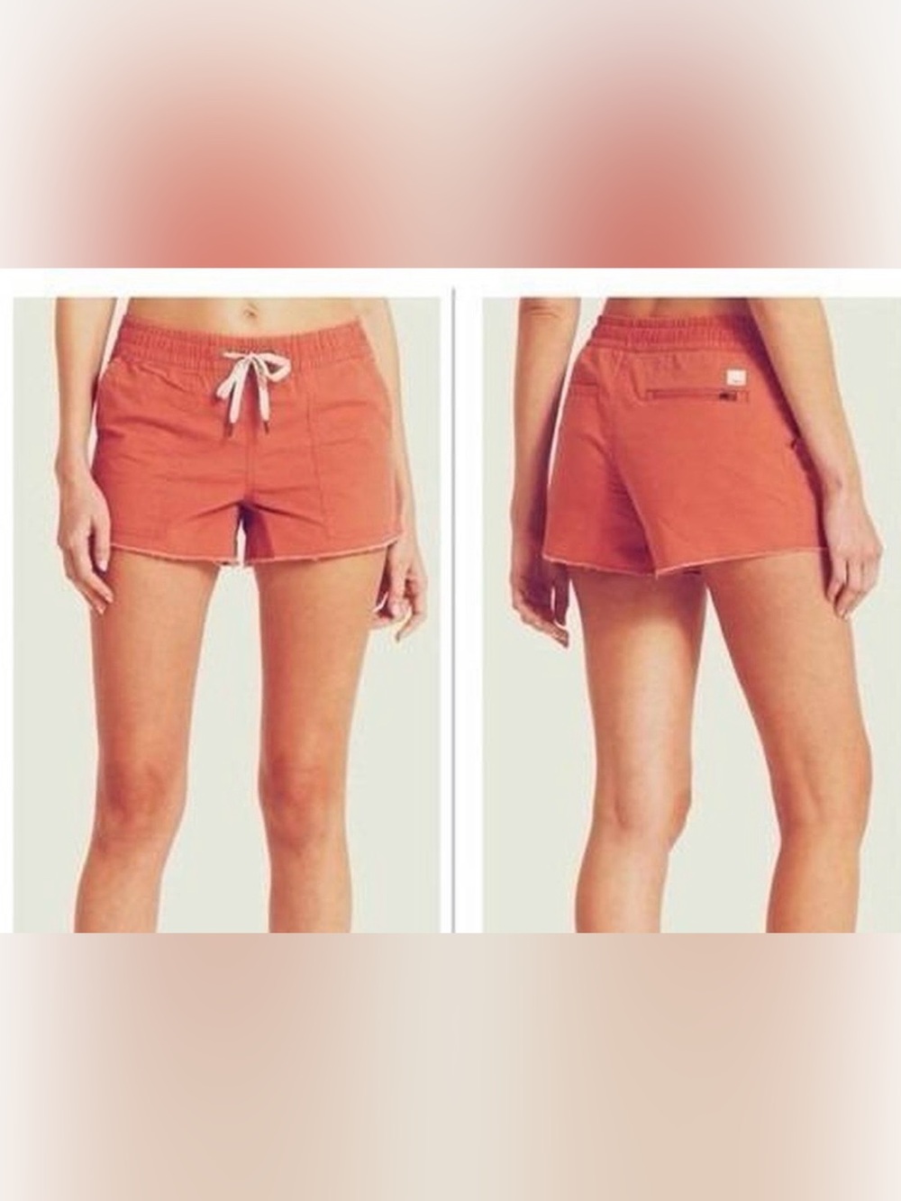 Vuori Vintage Ripstop Organic Cotton Shorts Terracotta Pull On Pocket Stretch S